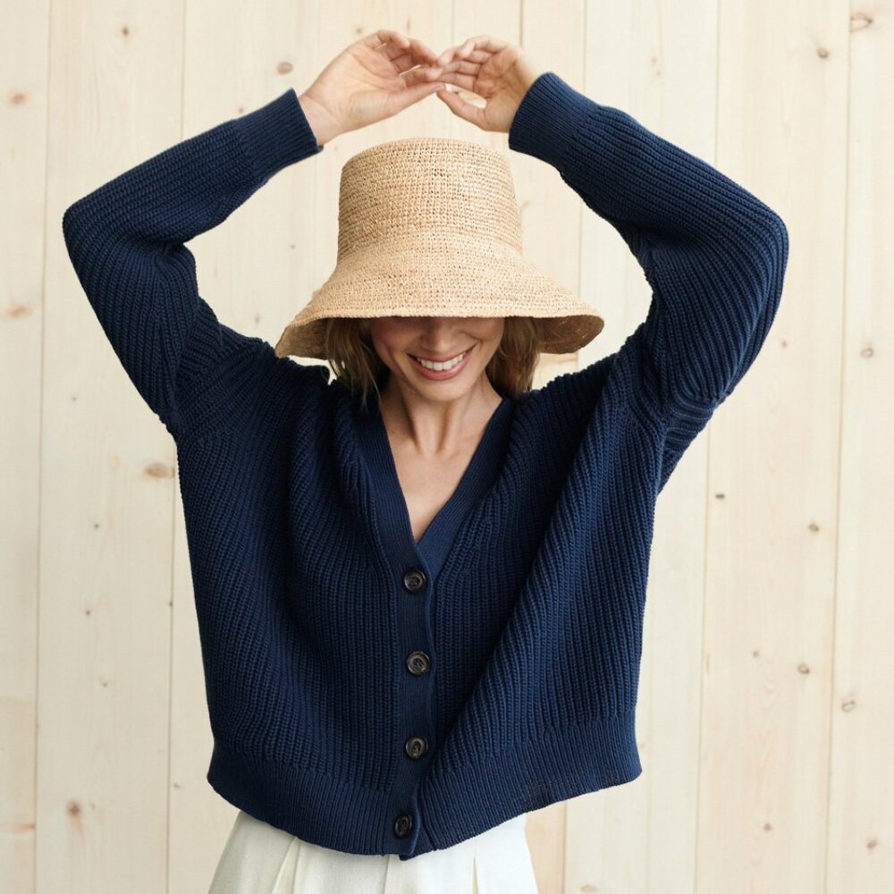 Jenni Kayne Cropped Cotton Cocoon Cardigan (Navy)
